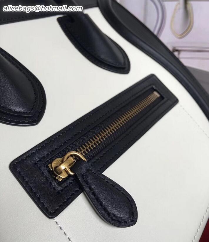 Best Grade Celine Micro Luggage Bag in Original Smooth Calfskin Black/White C090904