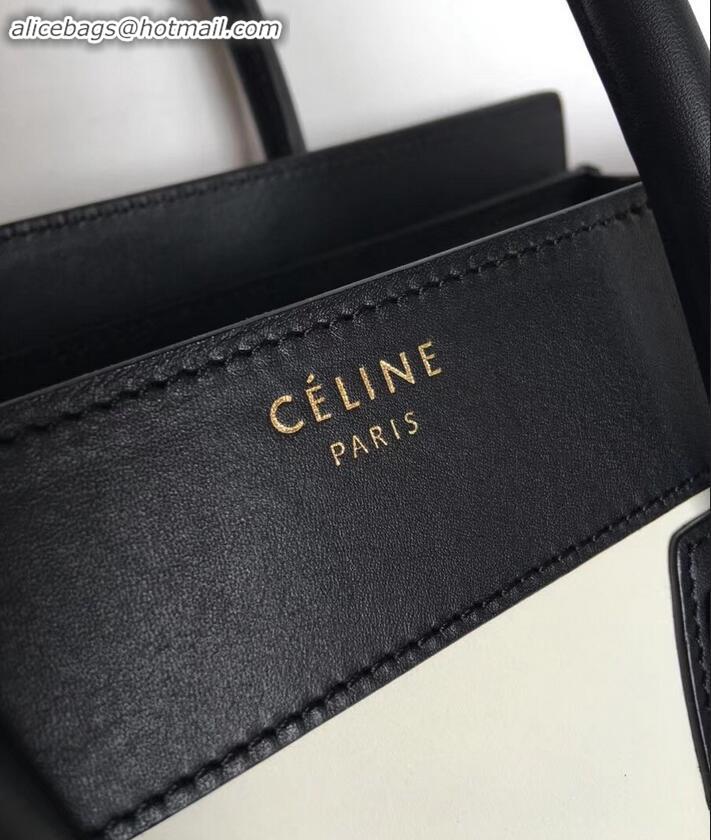 Best Grade Celine Micro Luggage Bag in Original Smooth Calfskin Black/White C090904