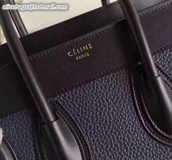 Good Quality Celine Micro Luggage Bag in Original Black/Drummed Navy Blue/Crinkled Red C090904