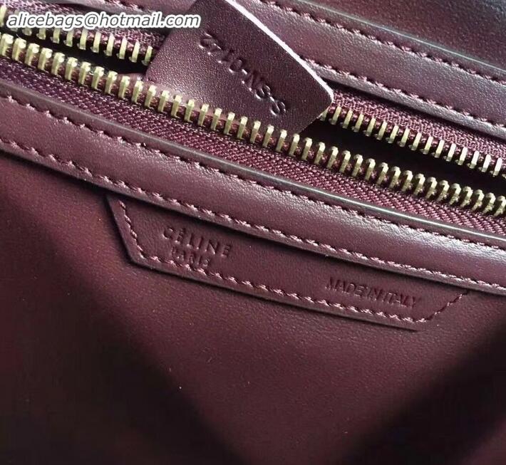 New Design Celine Micro Luggage Bag in Original Smooth Calfskin Burgundy/Beige/Suede Red C090904