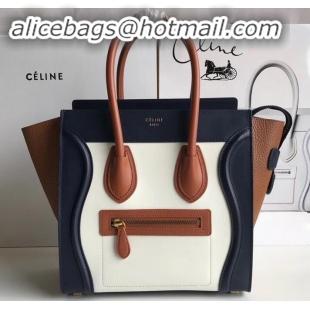 Top Design Celine Micro Luggage Bag in Original Royal Blue/White/Khaki C090904