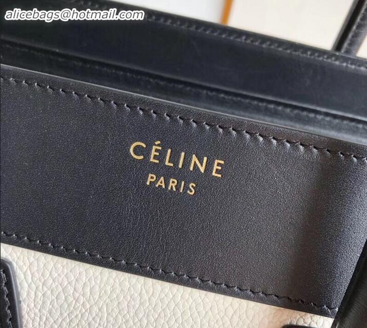 New Style Celine Micro Luggage Bag in Original Black/Drummed White/Suede Turquoise C090904