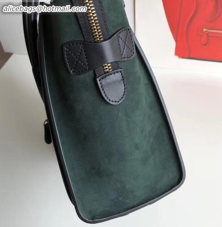 Discount Celine Micro Luggage Bag in Original Black/Drummed Beige/Suede Dark Green C090904