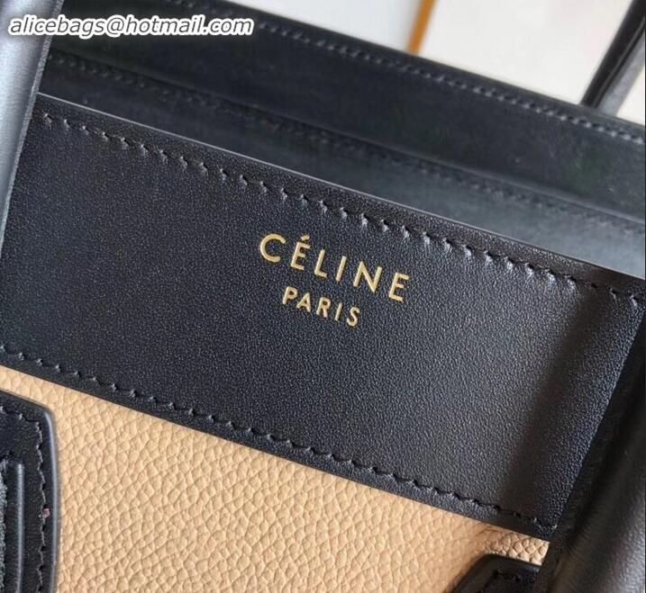 Discount Celine Micro Luggage Bag in Original Black/Drummed Beige/Suede Dark Green C090904