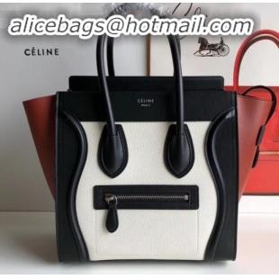 Good Product Celine Micro Luggage Bag in Original Black/Drummed White/Caramel C090904