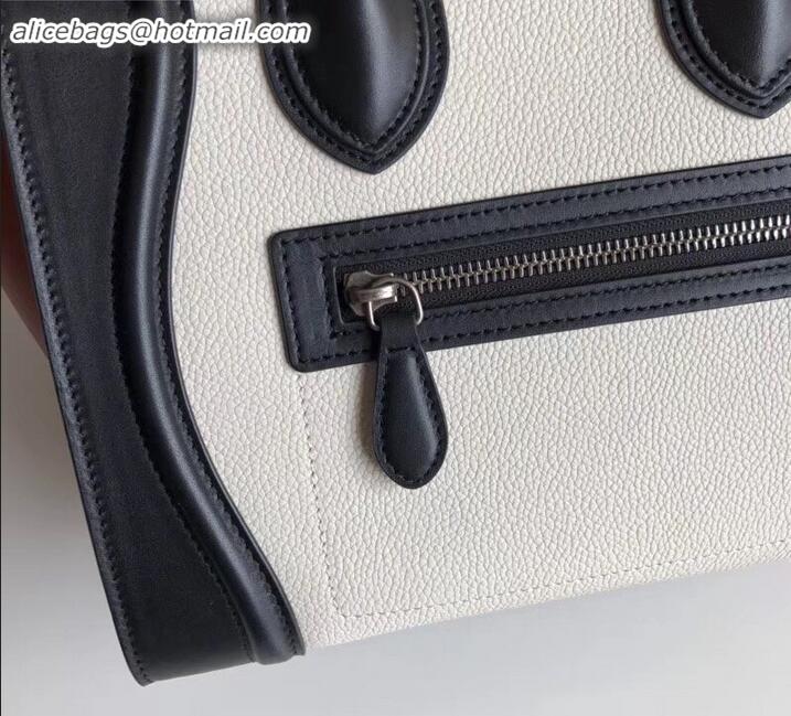 Good Product Celine Micro Luggage Bag in Original Black/Drummed White/Caramel C090904