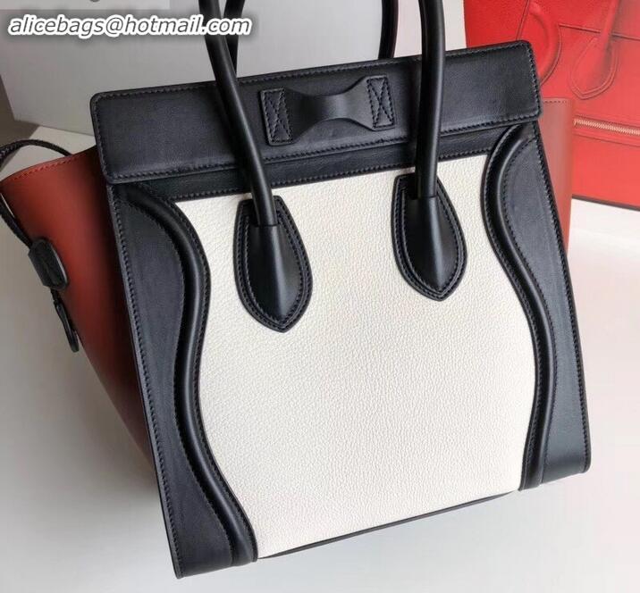 Good Product Celine Micro Luggage Bag in Original Black/Drummed White/Caramel C090904