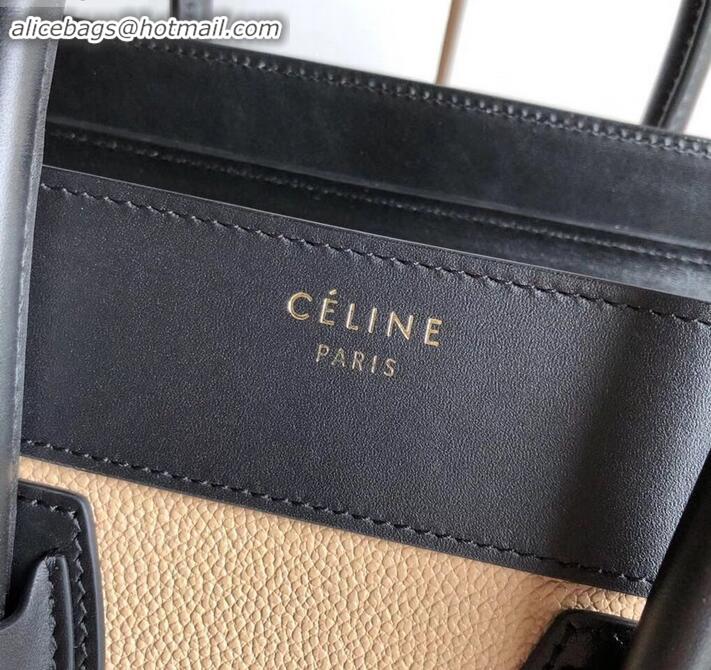 Discount Celine Micro Luggage Bag in Original Black/Drummed Beige/Suede Light Purple C090904