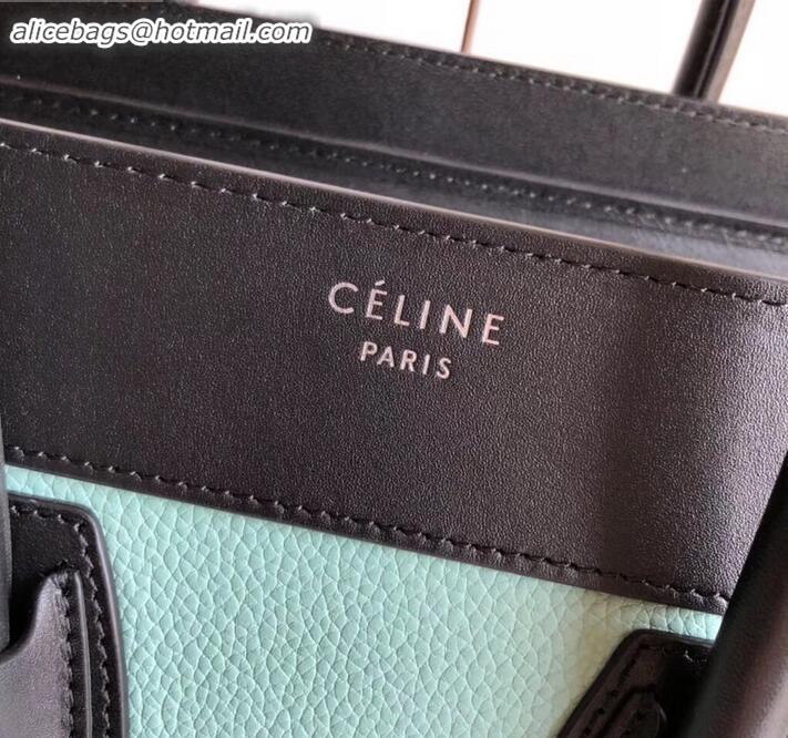 Reproduction Celine Micro Luggage Bag in Original Black/Drummed Light Green/Suede Red C090904