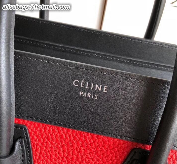 Sumptuous Celine Micro Luggage Bag in Original Black/Drummed Red/Suede Beige C090904