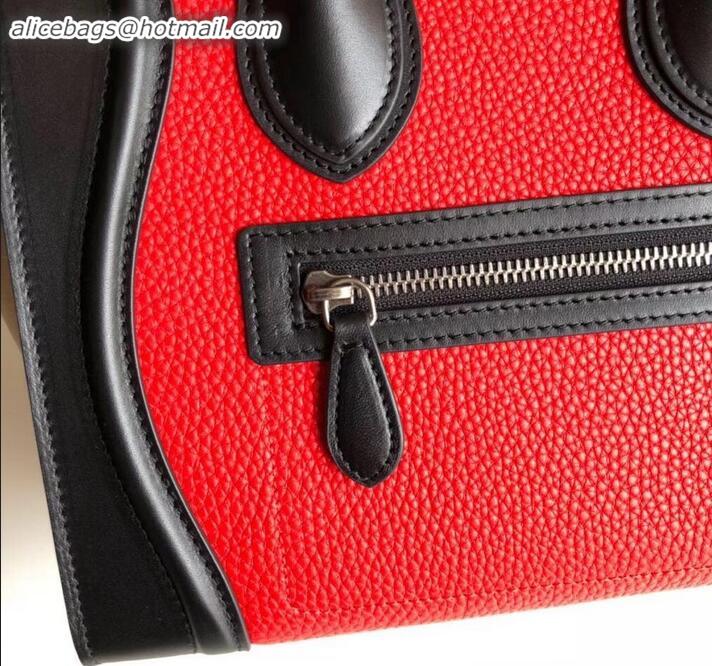 Sumptuous Celine Micro Luggage Bag in Original Black/Drummed Red/Suede Beige C090904