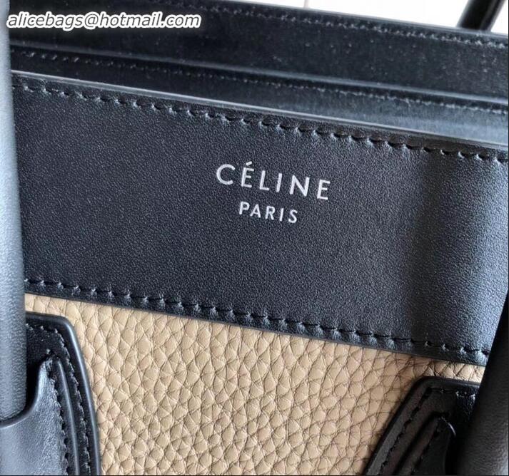 Hot Style Celine Micro Luggage Bag in Original Black/Drummed Beige/Suede Rouge Red C090904