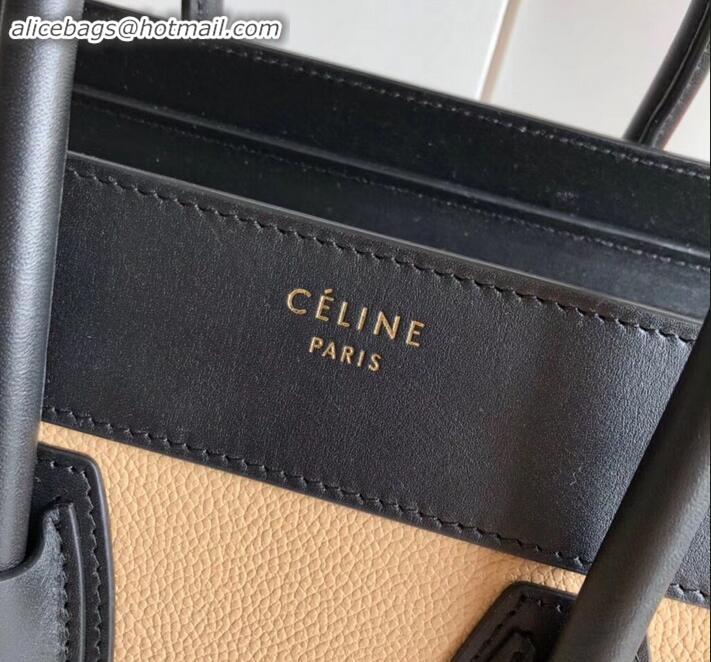 Sophisticated Celine Micro Luggage Bag in Original Black/Drummed Beige/Suede Sky Blue C090904