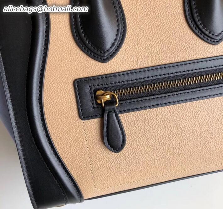 Sophisticated Celine Micro Luggage Bag in Original Black/Drummed Beige/Suede Sky Blue C090904