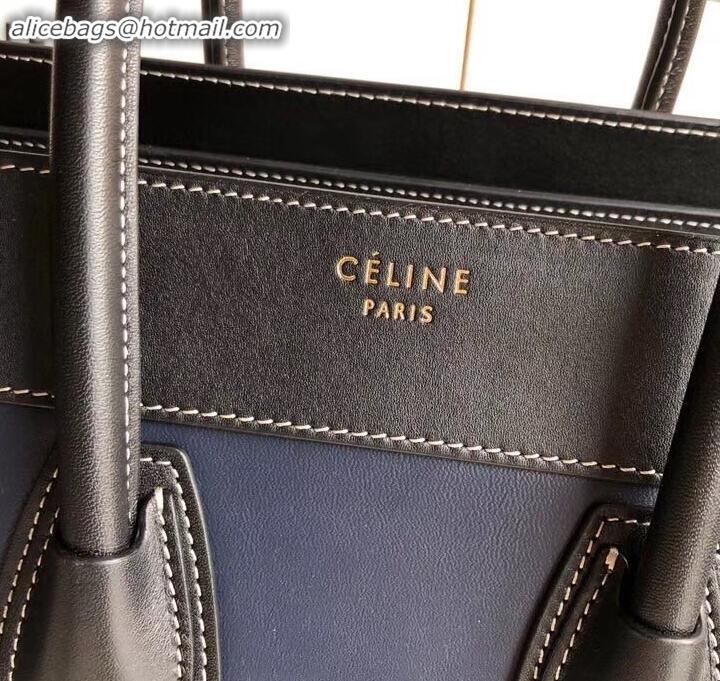 Stylish Celine Micro Luggage Bag in Original Smooth Calfskin Black/Navy Blue/Beige C090904