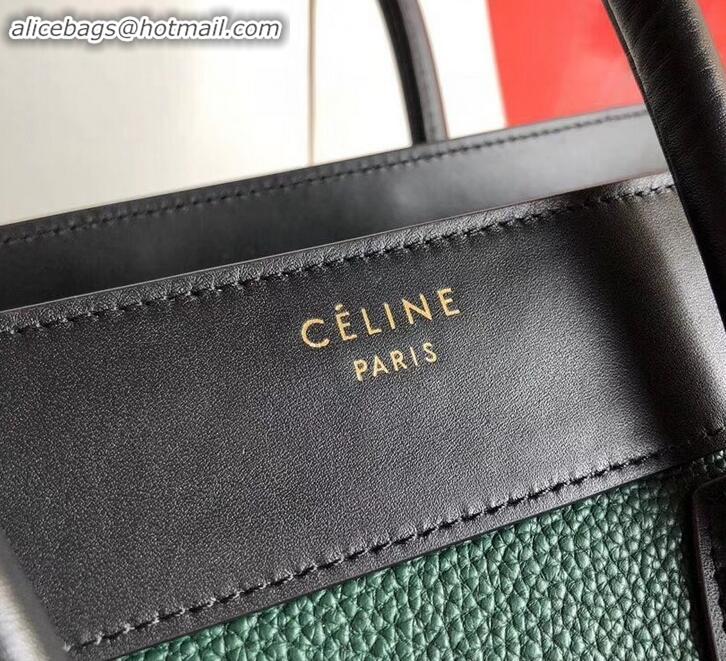 Unique Style Celine Micro Luggage Bag in Original Black/Drummed Green/Suede Blue C090904