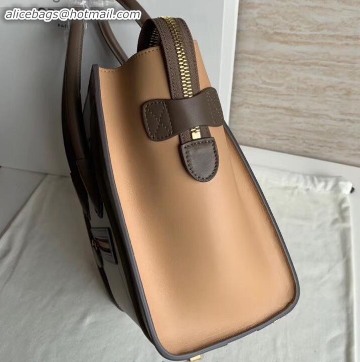 Top Grade Celine Micro Luggage Bag in Original Smooth Calfskin Etoupe/White/Apricot C090904