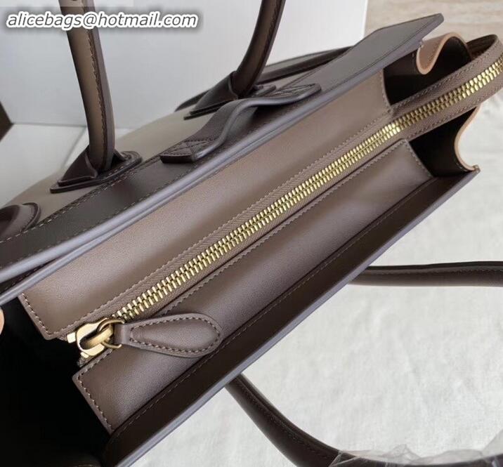 Top Grade Celine Micro Luggage Bag in Original Smooth Calfskin Etoupe/White/Apricot C090904