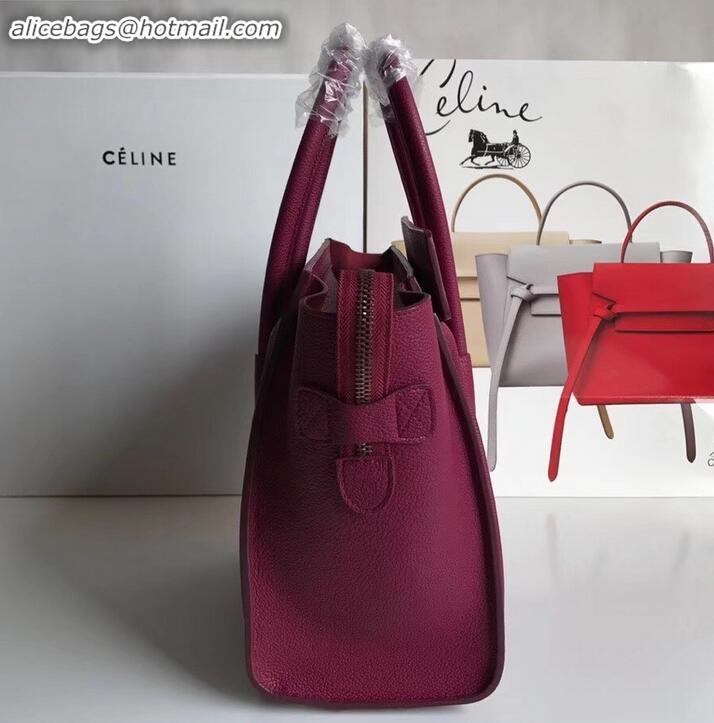 Perfect Celine Micro Luggage Bag in Original Drummed Calfskin Antiqued Red C090904