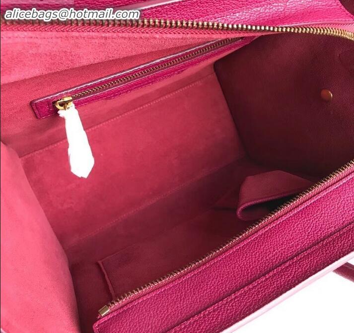 Perfect Celine Micro Luggage Bag in Original Drummed Calfskin Antiqued Red C090904