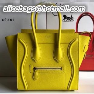 Discounts Celine Micro Luggage Bag in Original Drummed Calfskin Yellow C090904