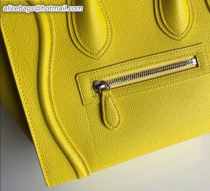 Discounts Celine Micro Luggage Bag in Original Drummed Calfskin Yellow C090904