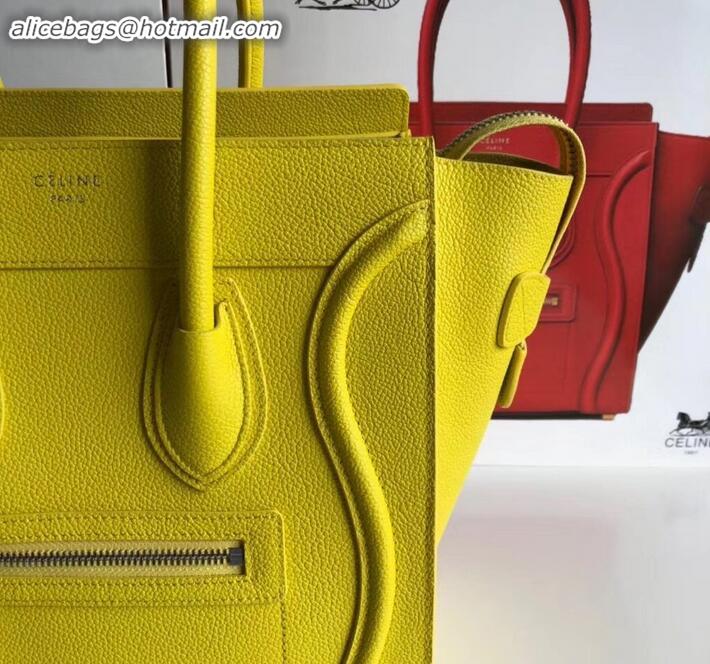 Discounts Celine Micro Luggage Bag in Original Drummed Calfskin Yellow C090904