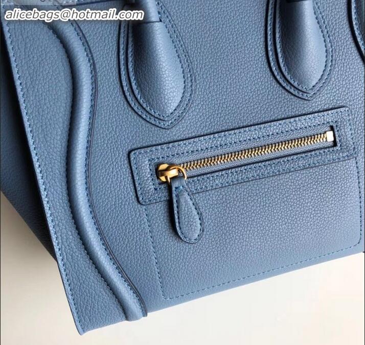 Purchase Celine Micro Luggage Bag in Original Drummed Calfskin Denim Blue C090904