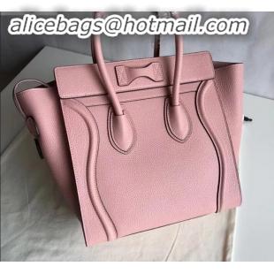 Best Grade Celine Micro Luggage Bag in Original Drummed Calfskin Light Pink C090904