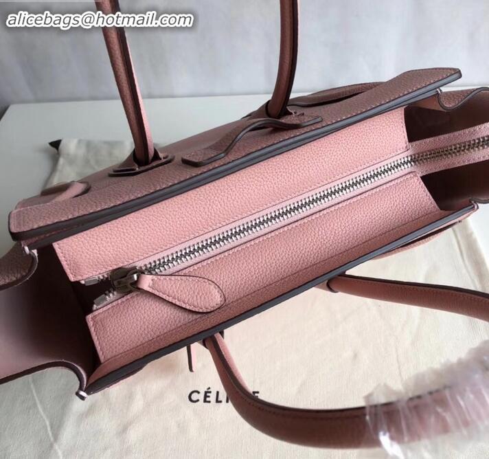 Best Grade Celine Micro Luggage Bag in Original Drummed Calfskin Light Pink C090904