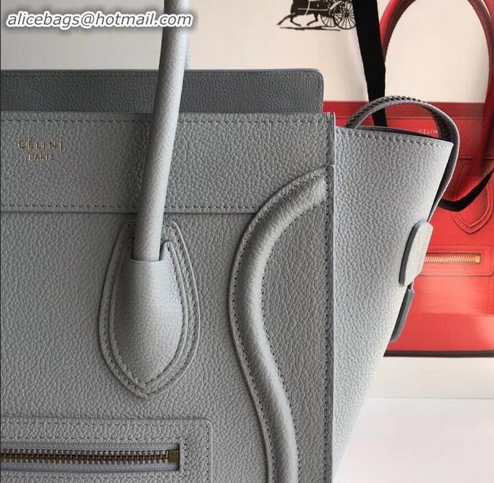 Best Product Celine Micro Luggage Bag in Original Drummed Calfskin Light Gray C090904