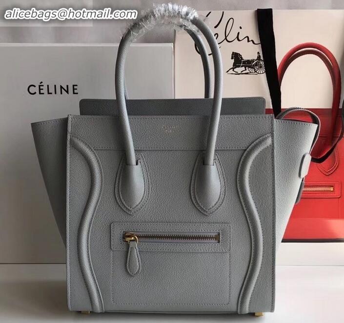 Best Product Celine Micro Luggage Bag in Original Drummed Calfskin Light Gray C090904