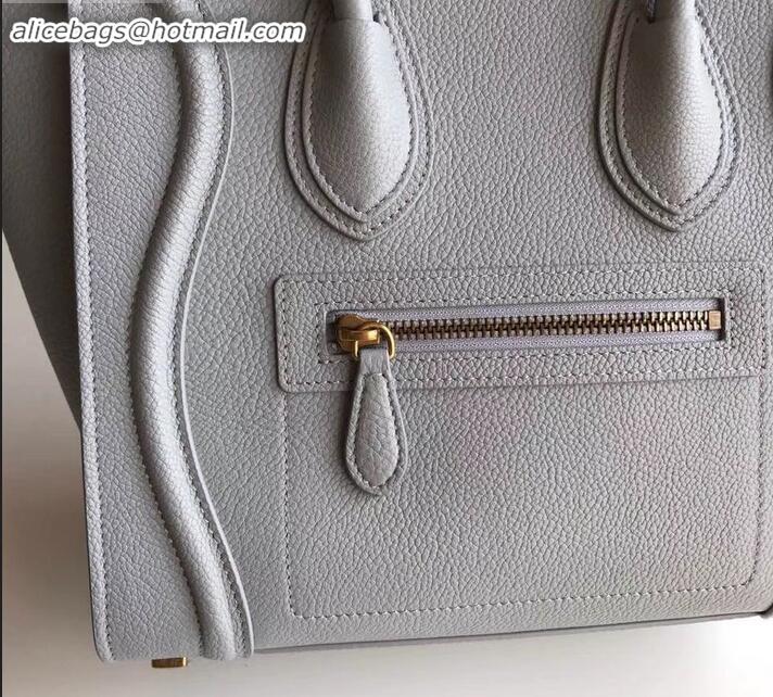 Best Product Celine Micro Luggage Bag in Original Drummed Calfskin Light Gray C090904