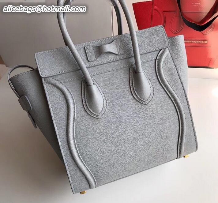 Best Product Celine Micro Luggage Bag in Original Drummed Calfskin Light Gray C090904