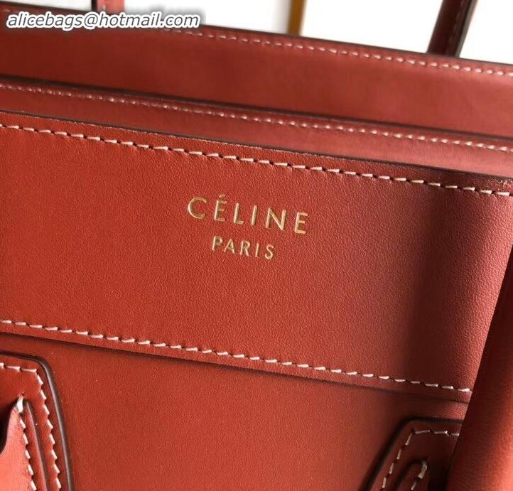 Classic Celine Micro Luggage Bag in Original Smooth Calfskin Caramel C090904