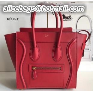 Best Price Celine Micro Luggage Bag in Original Smooth Calfskin Red C090904