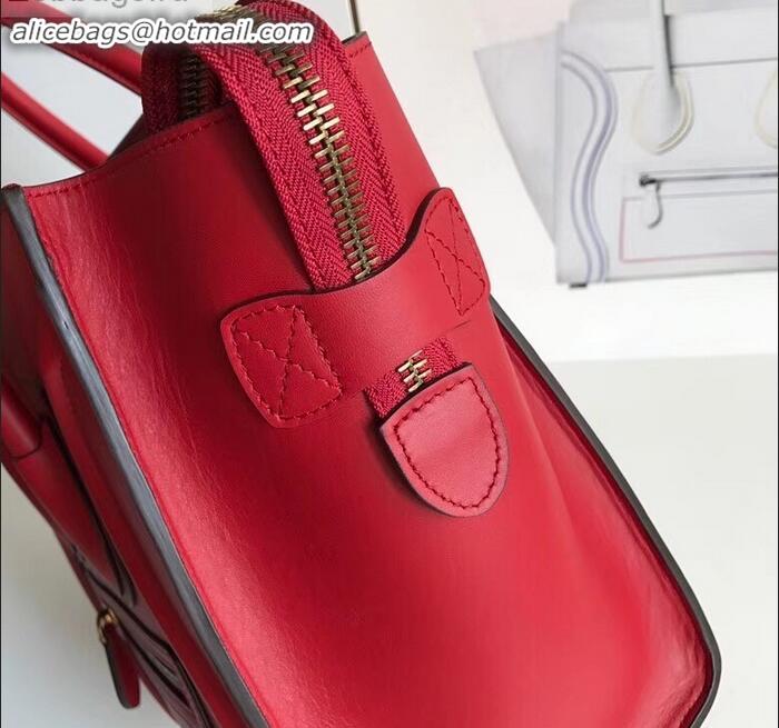 Best Price Celine Micro Luggage Bag in Original Smooth Calfskin Red C090904