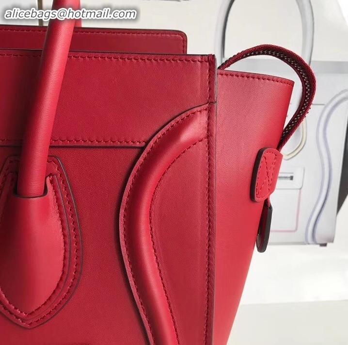 Best Price Celine Micro Luggage Bag in Original Smooth Calfskin Red C090904