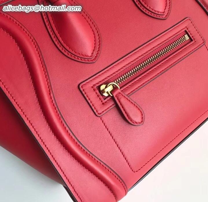 Best Price Celine Micro Luggage Bag in Original Smooth Calfskin Red C090904