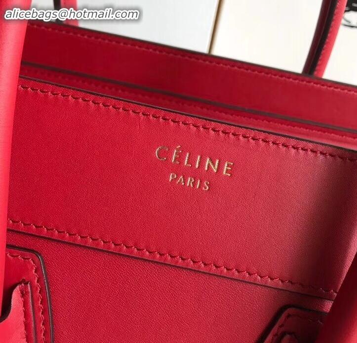 Best Price Celine Micro Luggage Bag in Original Smooth Calfskin Red C090904