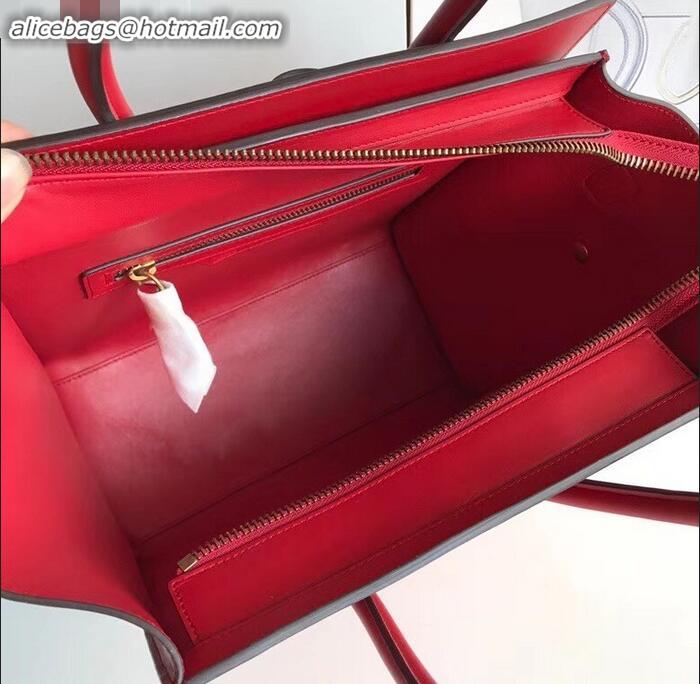 Best Price Celine Micro Luggage Bag in Original Smooth Calfskin Red C090904