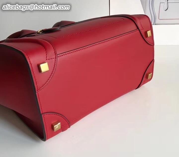 Best Price Celine Micro Luggage Bag in Original Smooth Calfskin Red C090904