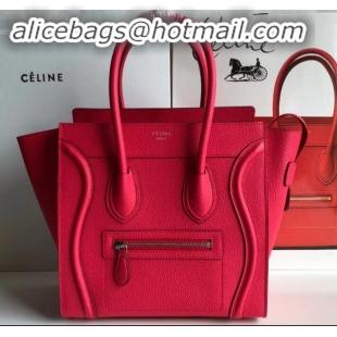 Stylish Celine Micro Luggage Bag in Original Drummed Calfskin Red C090904