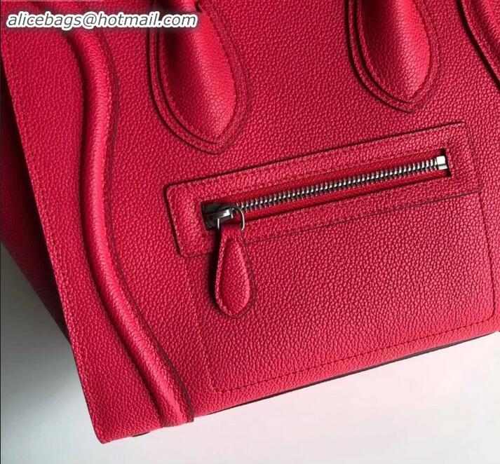 Stylish Celine Micro Luggage Bag in Original Drummed Calfskin Red C090904