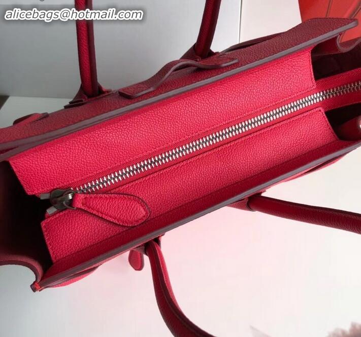 Stylish Celine Micro Luggage Bag in Original Drummed Calfskin Red C090904