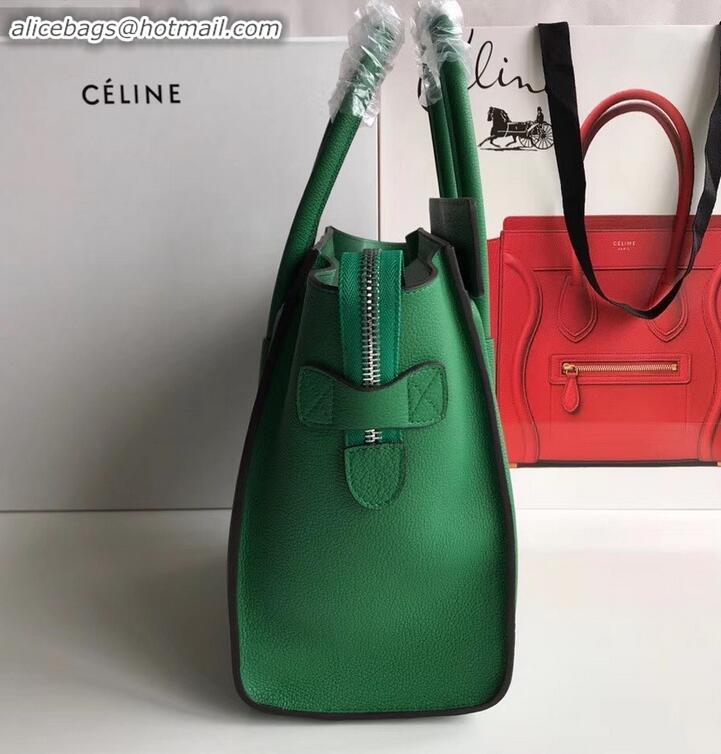 Luxury Celine Micro Luggage Bag in Original Drummed Calfskin Bamboo Green C090904