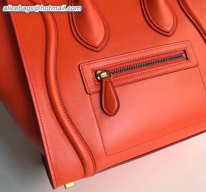 New Product Celine Micro Luggage Bag in Original Smooth Calfskin Orange C090904