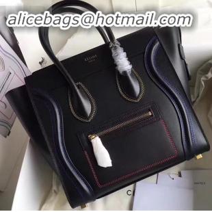 Best Price Celine Micro Luggage Bag in Original Smooth Calfskin Black/Stitch C090904