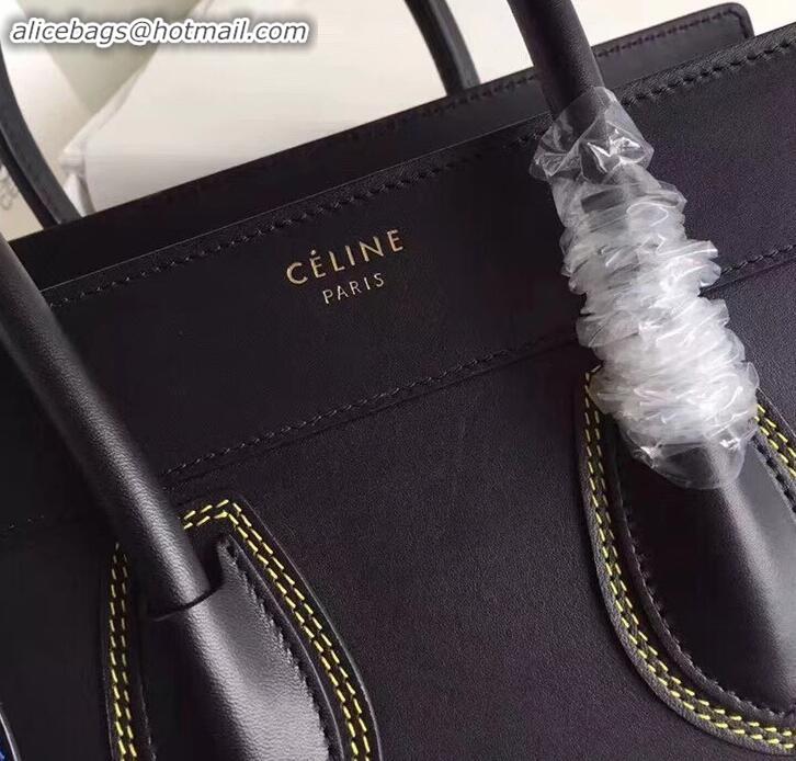 Best Price Celine Micro Luggage Bag in Original Smooth Calfskin Black/Stitch C090904