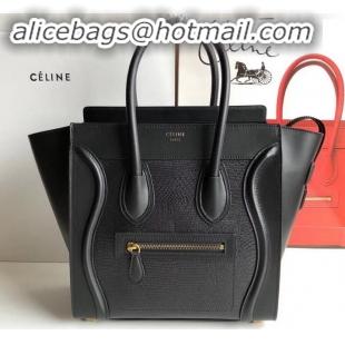 Luxury Celine Micro Luggage Bag in Original Black/Lizard Pattern C090905